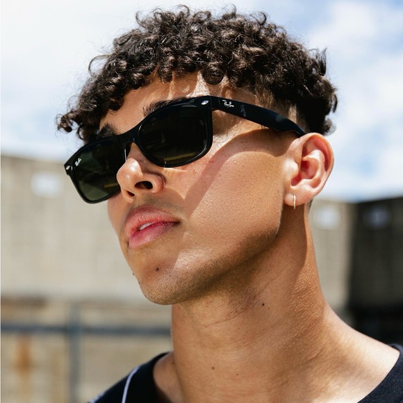 Black Ray Ban Sunglasses RB2132 New Version Unisex Fit Rectangle G-15 Lens - Picture 2 of 11